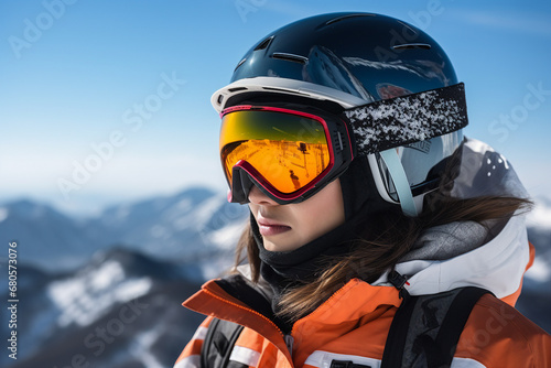Generative AI Young people sports fans snowboarding climbing up down mountain resort christmas time © Tetiana