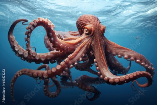 A Graceful Octopus Gliding Through the Sparkling Blue Waters