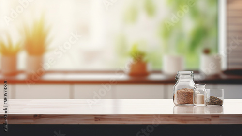 wood table  empty counter  blur background