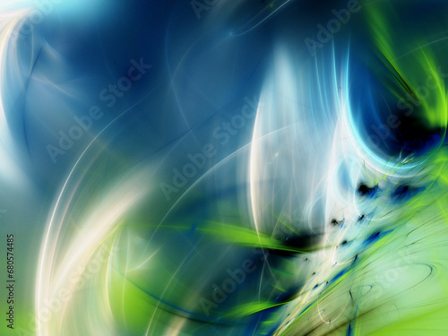 Wallpaper Mural blue and green abstract fractal background 3d rendering illustration Torontodigital.ca