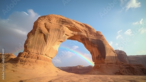 Saudi Arabia- Medina Province- Al Ula- Rainbow Rock natural arch photo