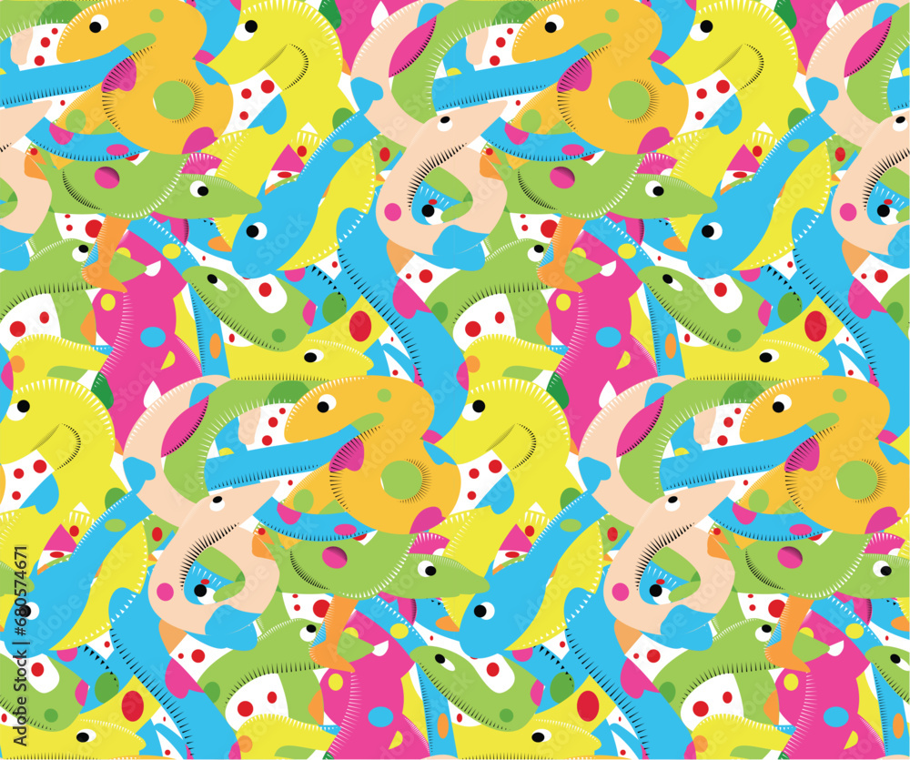 Colorful cute snake seamless pathern vector background