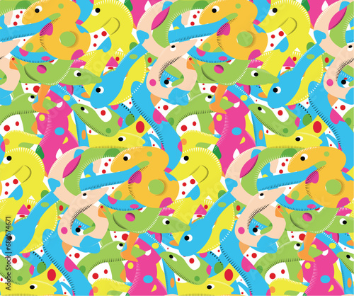 Colorful cute snake seamless pathern vector background