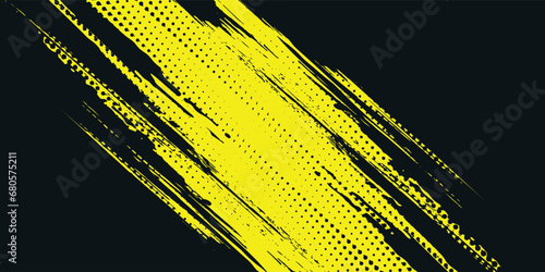 Yellow and dark blue halftone dots gradient grunge texture background color pattern. Dot pop art sport style vector illustration. eps10