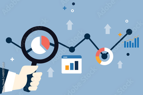 Flat vector illustration of web analytics information and development website statistic - vector illustration
