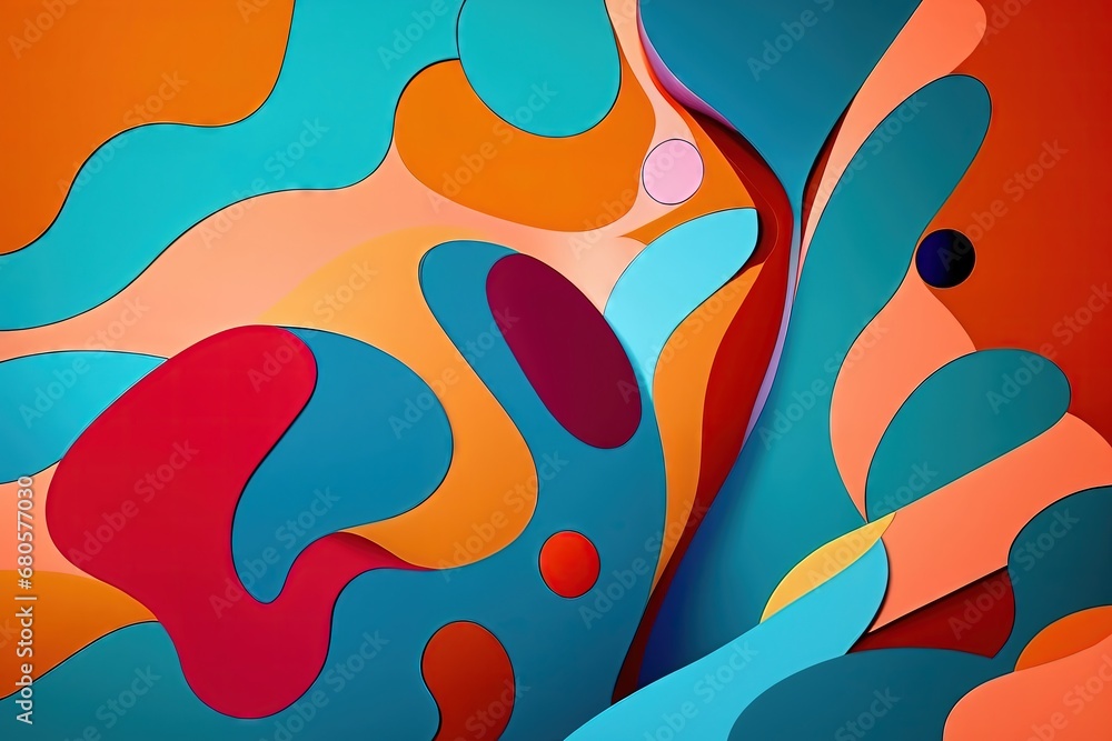 Modern abstract surrealist background. Flexible dynamic lines, bright color palette.