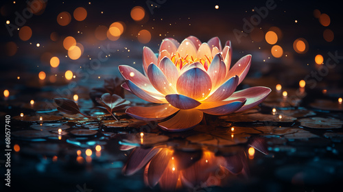 Lotus flower, fantasy wallpaper, background. Generative AI