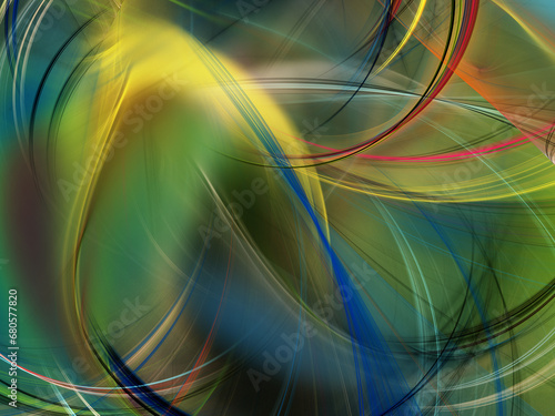 Wallpaper Mural yellow and green abstract fractal background 3d rendering illustration Torontodigital.ca