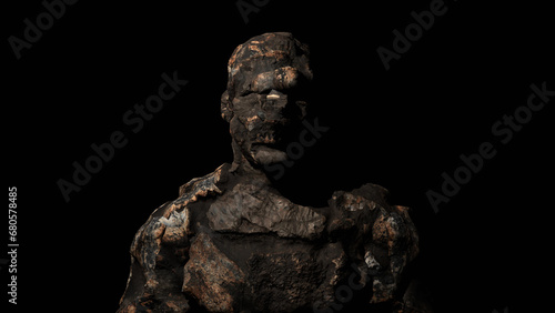 stone man, abstract silhouette, 3d render