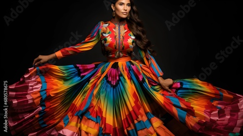 Mexican woman in national dress. Generated AI.