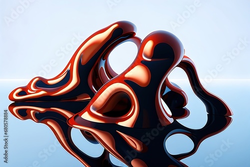 Modern abstract background, liquid glass, metal wavy figures.
