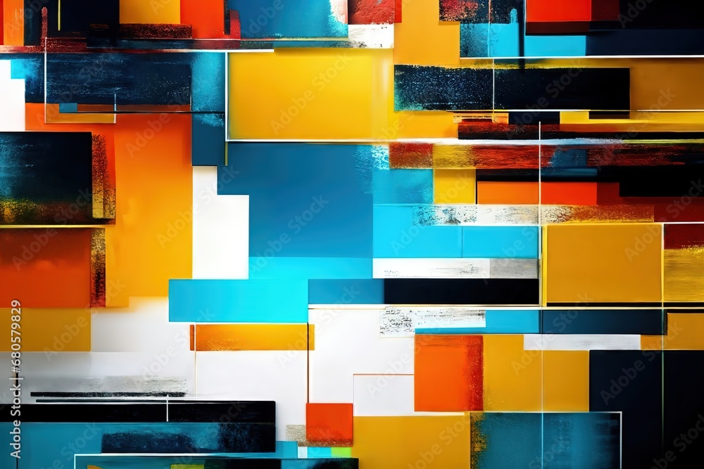Fototapeta premium Modern abstract background. Straight lines, acryl painting.