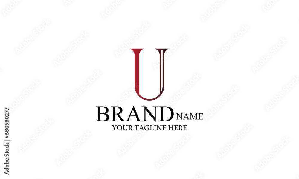 U LOGO creative brand minimal RED BLACK gradient color company logo design.