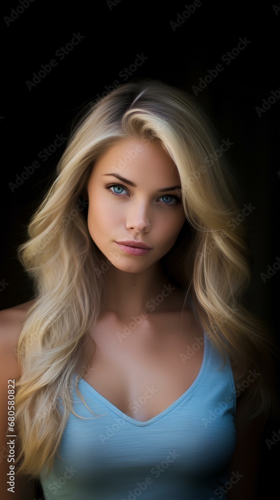 most beautiful woman in the world, blonde with blue eyes, summer dress. generative AI most beautiful woman in the world, blonde with blue eyes, summer dress. generative AI