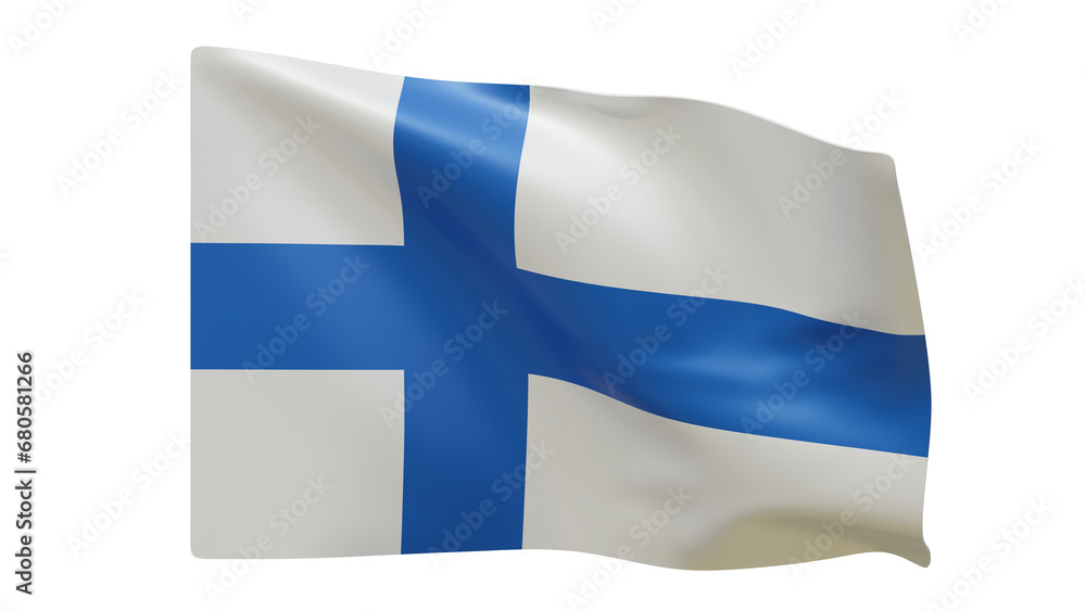Finland flag realistic 3d render isolated, finland flag isolated, finland flag background