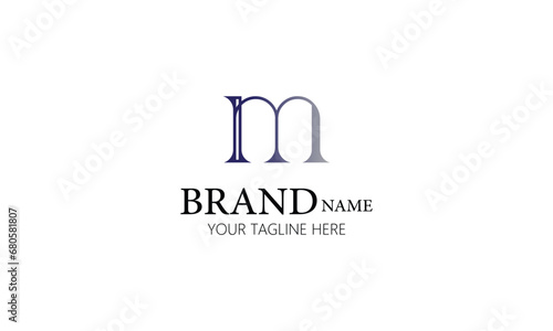m creative brand minimal blue gray gradient color company logo design  for all kind of business.