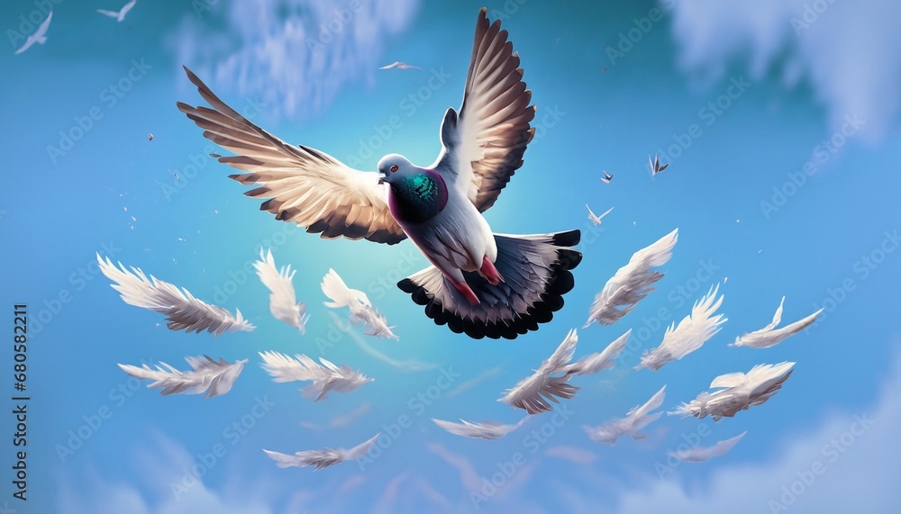 Fototapeta premium white dove flying in sky