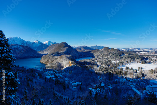 Germany landscape near Neuschwanstein Castle on a frosty winter day
