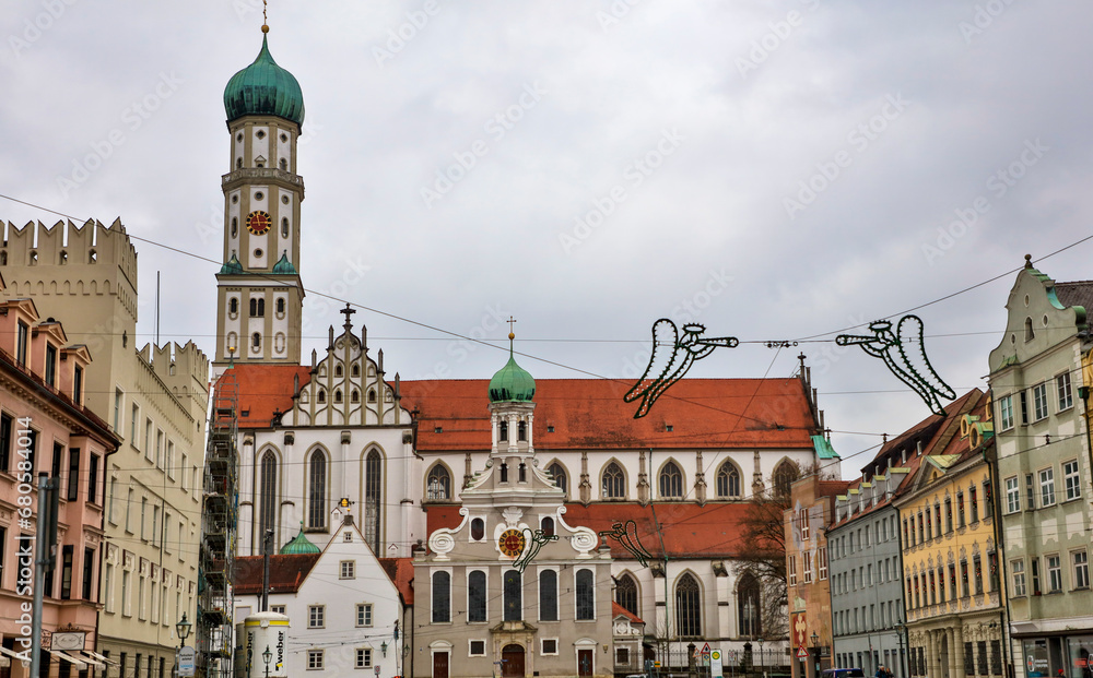 Germany city of Augsburg on a cloudy winter day