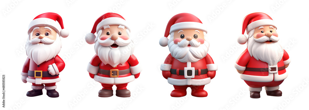 Santa Claus 3d characters cartoon set. Rendered 3d Santa illustrations collection. Santa Claus toys. Santa 3d clip arts isolated Santa Claus 3d characters cartoon set. Rendered 3d Santa illustrations collection. Santa Claus toys. Santa 3d clip arts isolated