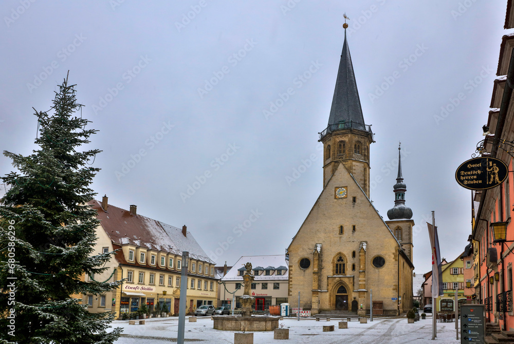 Germany Bad Mergentheim city view on a cloudy winter day