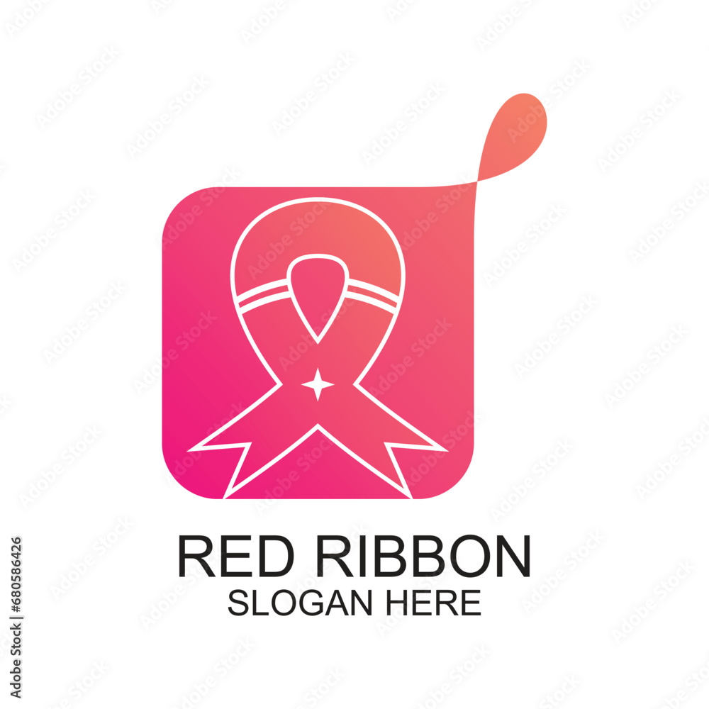 Red ribbon logo design design simple concept Premium Vector