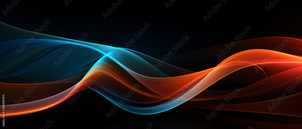 Fototapeta premium Ultrawide Blue And Orange Abstract Digital Wave Lines Background Wallpaper