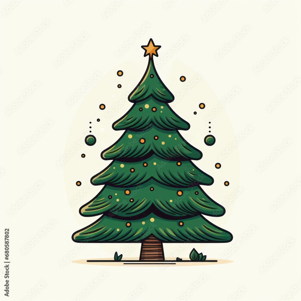 Vector-Style Christmas Tree With Decorative Ornaments 50