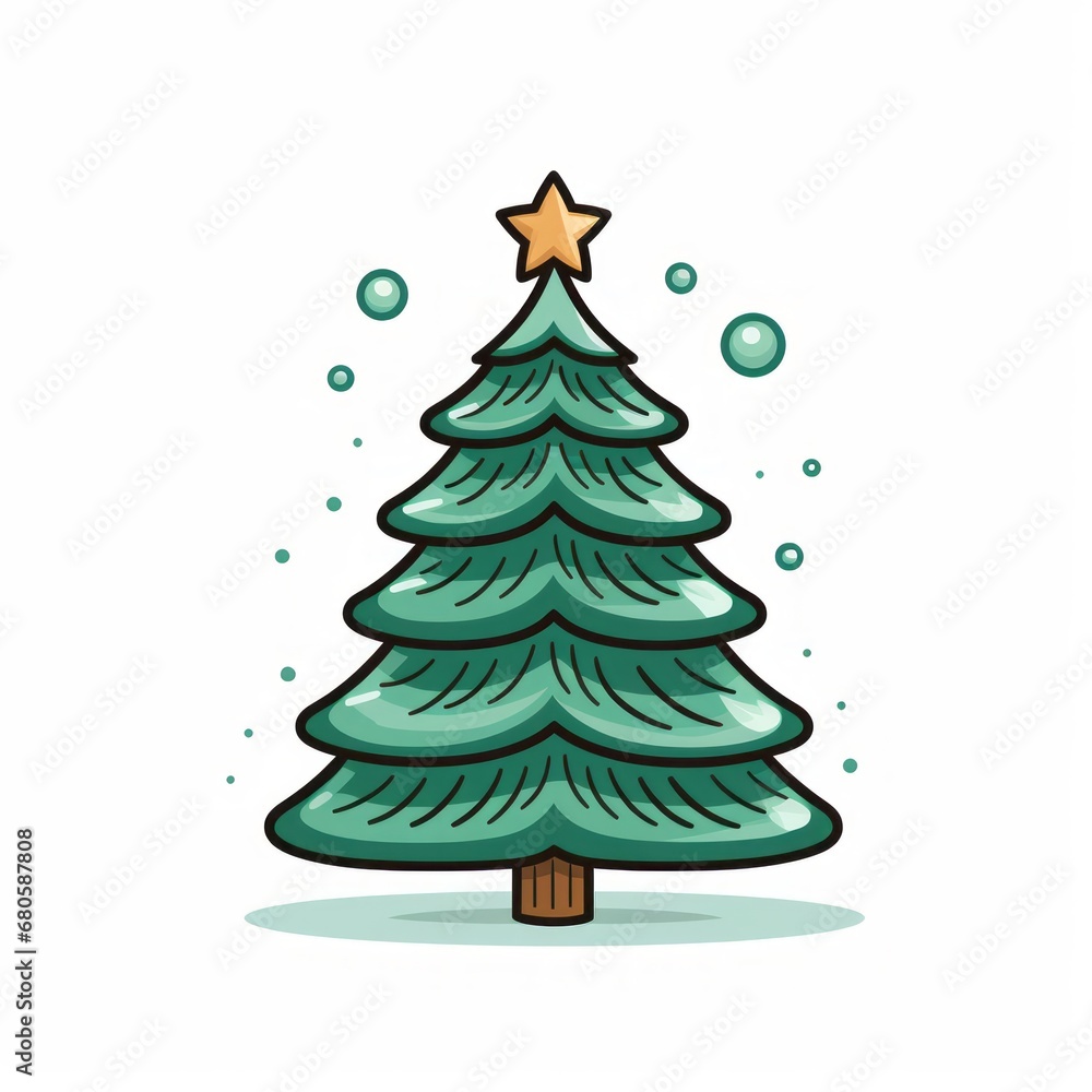 Vector-Style Christmas Tree With Decorative Ornaments 35