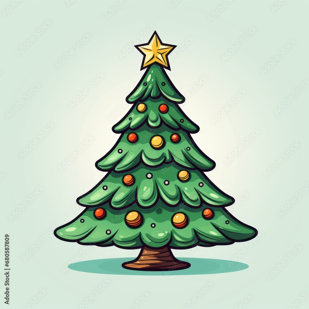Vector-Style Christmas Tree With Decorative Ornaments 31 Vector-Style Christmas Tree With Decorative Ornaments 31