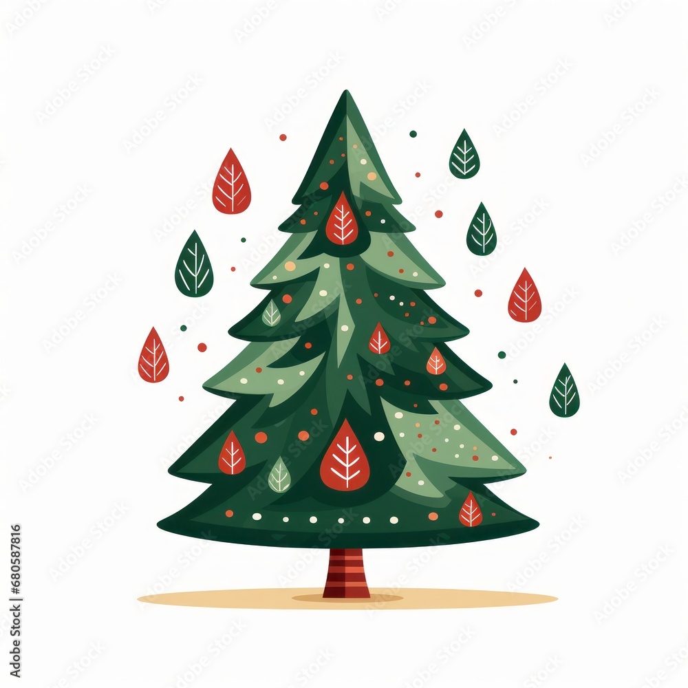 Vector-Style Christmas Tree With Decorative Ornaments 70 Vector-Style Christmas Tree With Decorative Ornaments 70