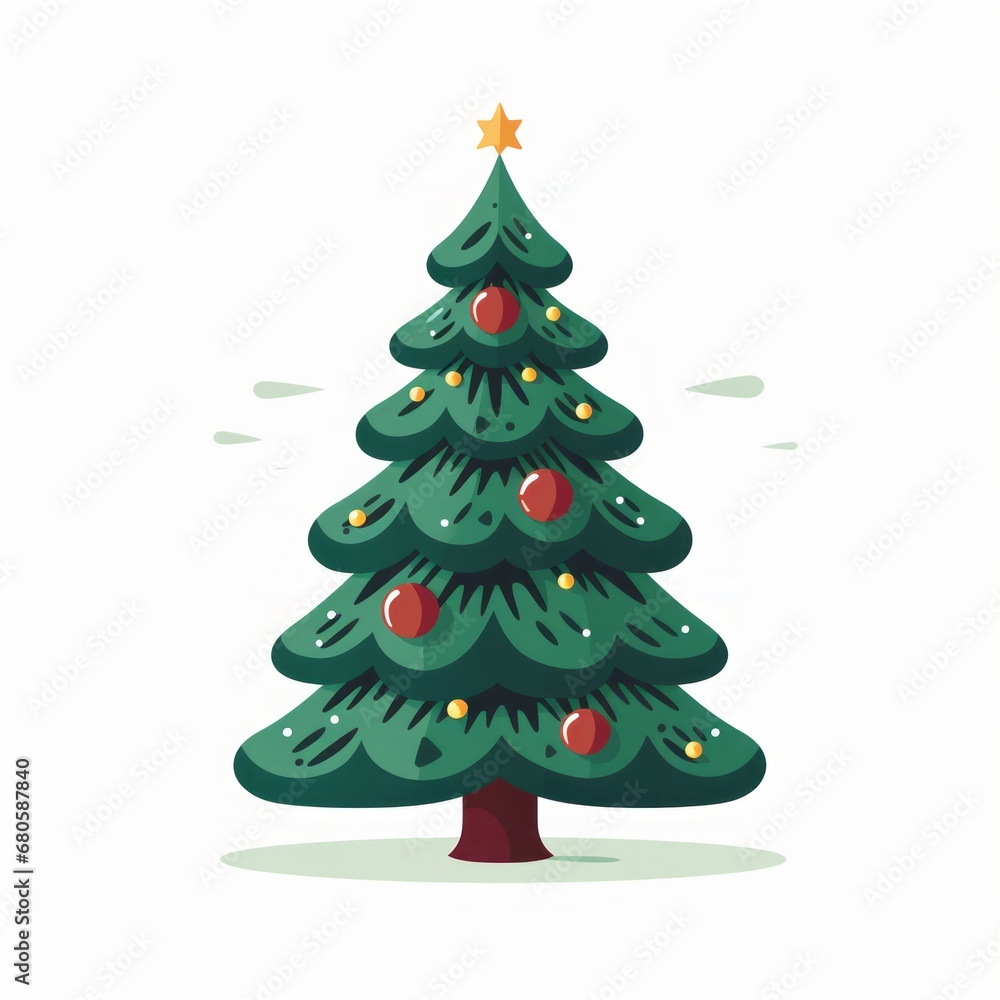 Vector-Style Christmas Tree With Decorative Ornaments 6