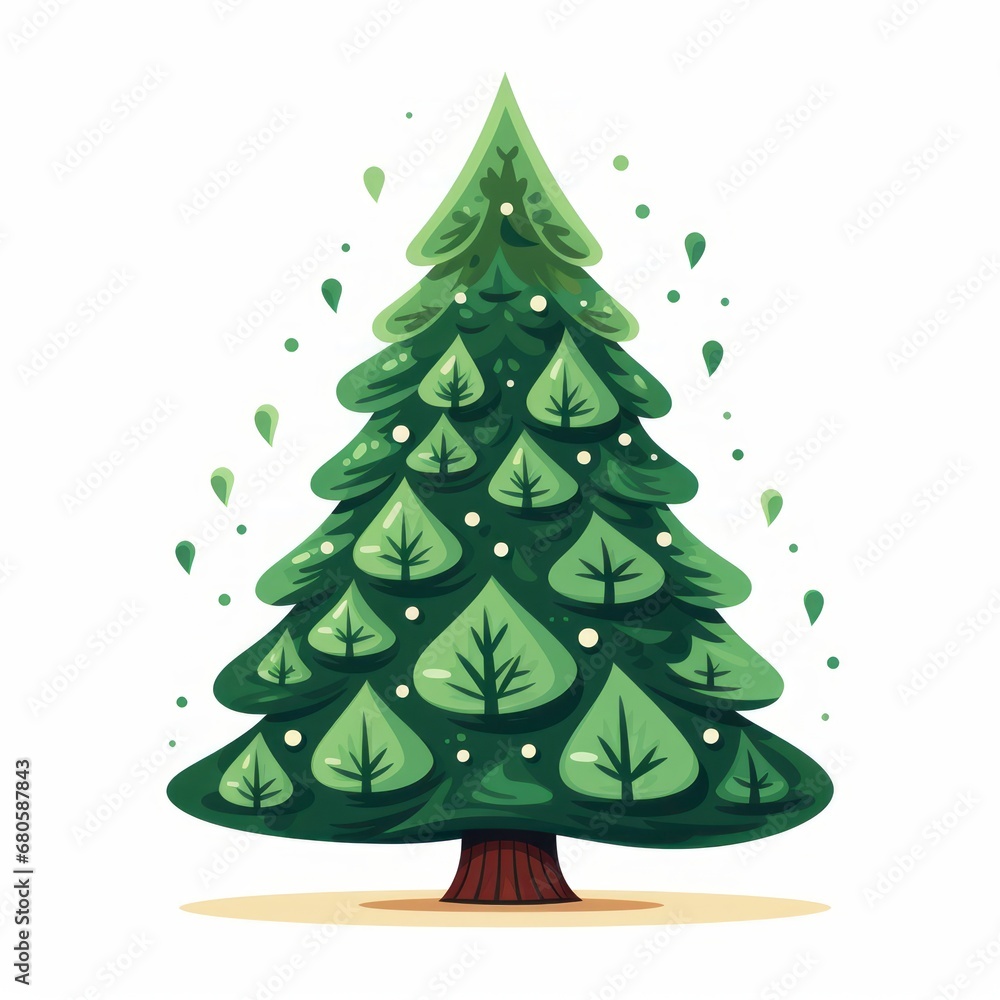 Vector-Style Christmas Tree With Decorative Ornaments 5