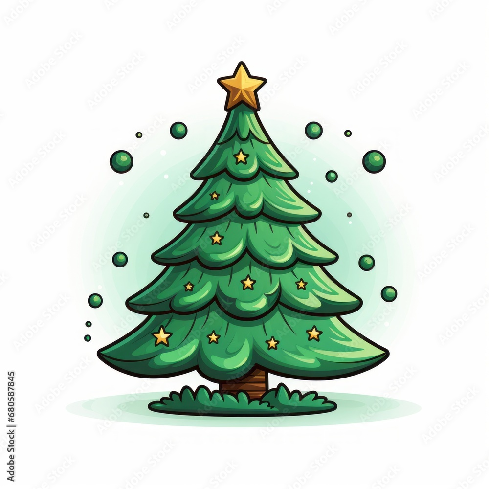 Vector-Style Christmas Tree With Decorative Ornaments 7