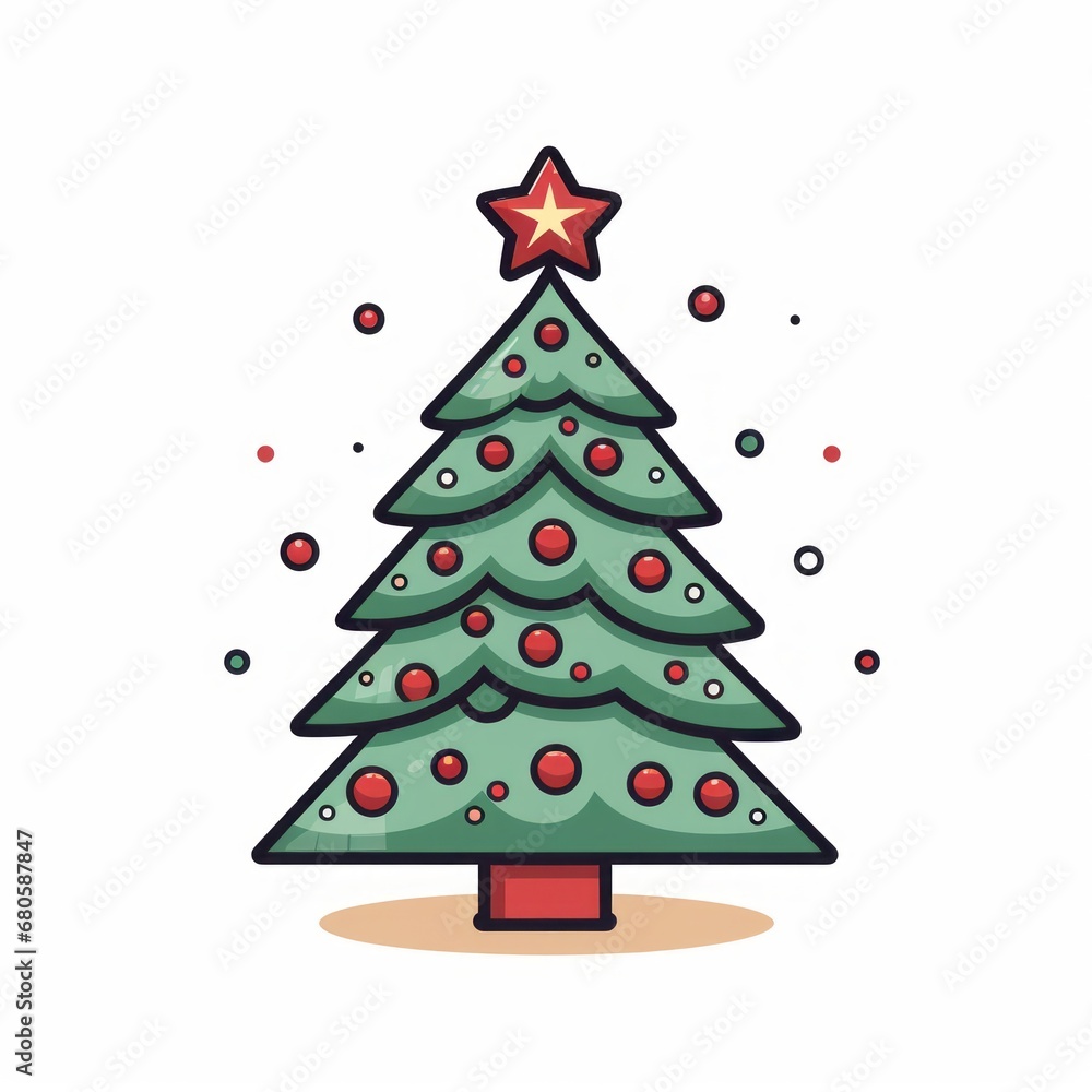 Vector-Style Christmas Tree With Decorative Ornaments 2 Vector-Style Christmas Tree With Decorative Ornaments 2