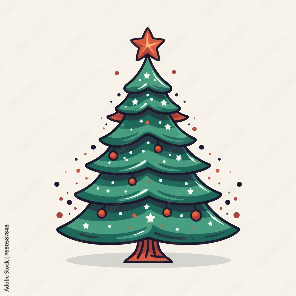 Vector-Style Christmas Tree With Decorative Ornaments 28