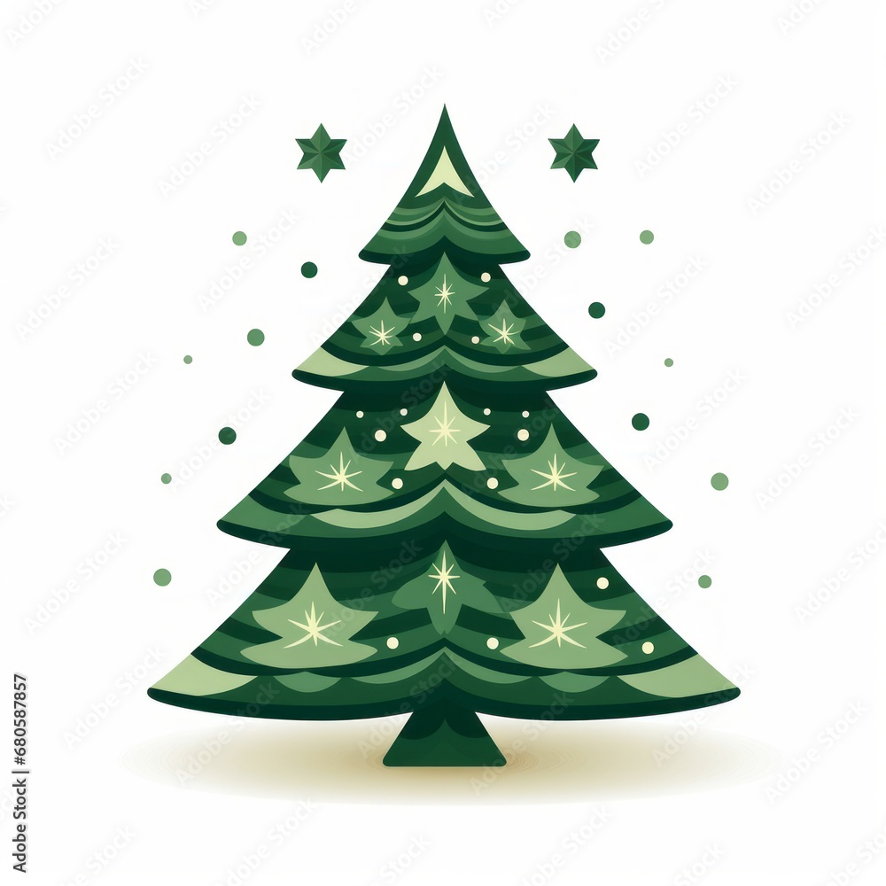 Vector-Style Christmas Tree With Decorative Ornaments 18 Vector-Style Christmas Tree With Decorative Ornaments 18