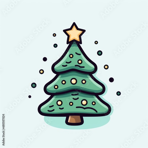 Vector-Style Christmas Tree With Decorative Ornaments 19