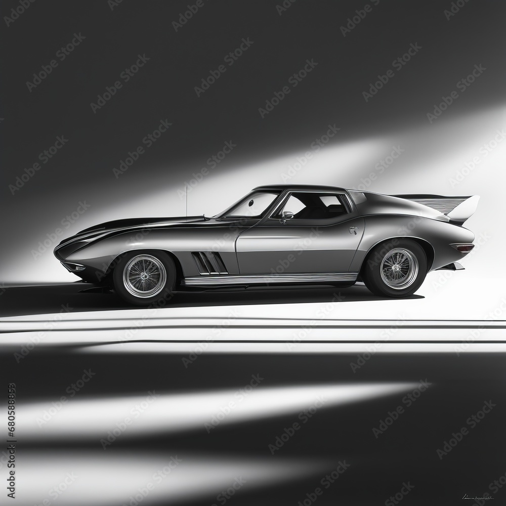 3d rendering of a brand - less generic car car 3d rendering of a brand - less generic car car muscle car - muscle car