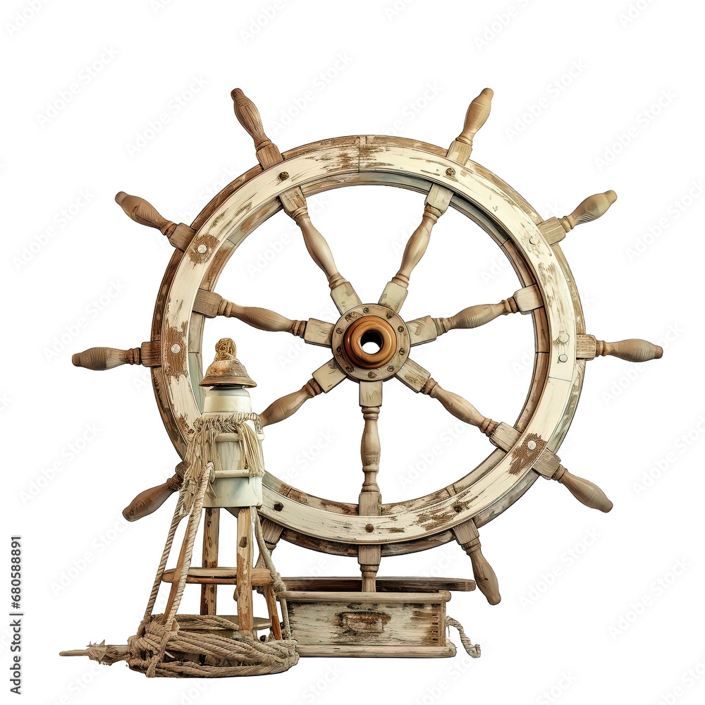 wheel of ship isolated on white