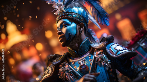 A captivating photo of a Mardi Gras marching band in dazzling uniforms, creating an atmosphere filled with the infectious rhythms of New Orleans. © CanvasPixelDreams