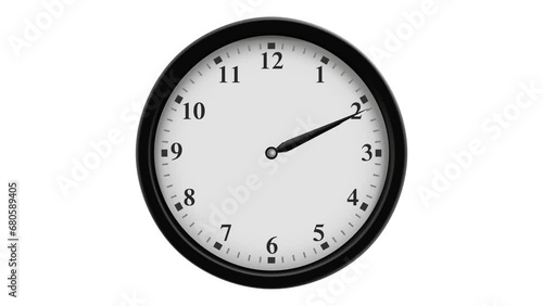 Moving Clock Animation.  An animated video of a realistic looking wall clock moving through a 12 hour period.