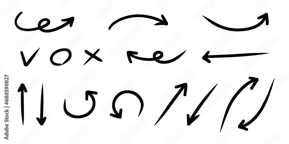 ペンの手書きの矢印セット_黒 ペンの手書きの矢印セット_黒