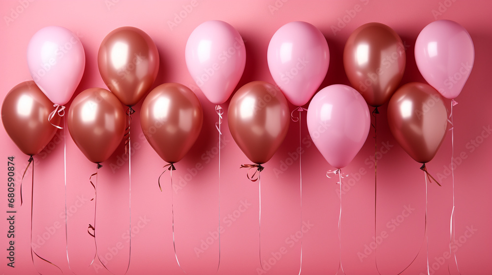 pink balloons on a red background