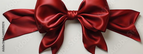 a red ribbon with a bow in the center