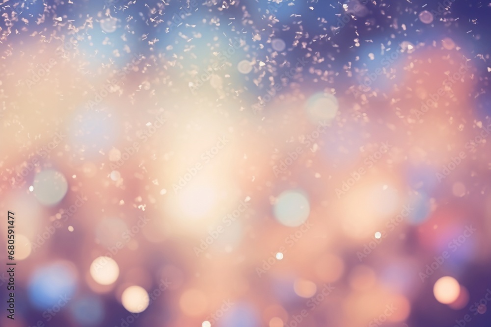 Glittering lights create a bokeh abstract backdrop, with a soft, vintage-colored aura. Created with generative AI tools