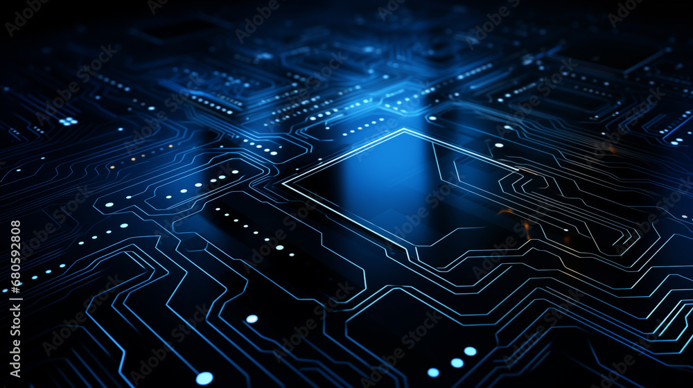 Obraz premium Dark blue circuits technology background