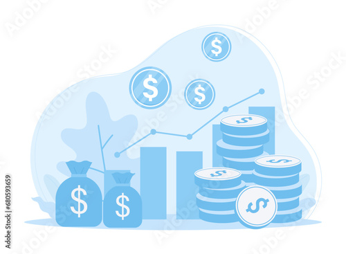 Soaring business results concept flat illustration