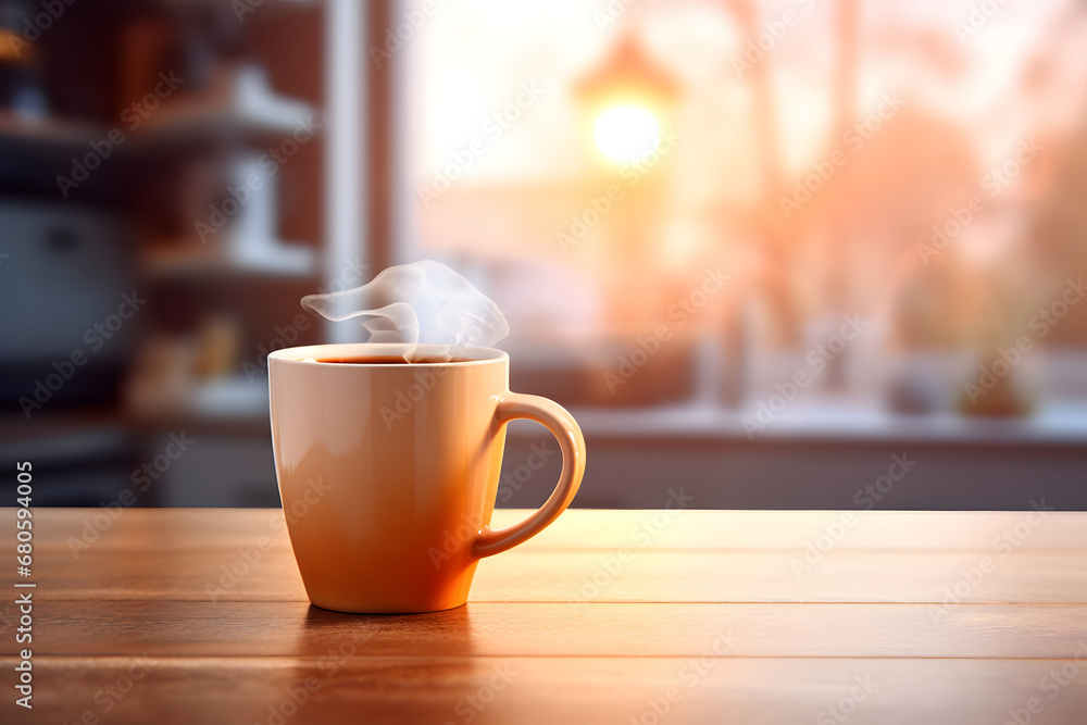 Morning Bliss: Delicious Coffee on Kitchen Counter - Generative AI Morning Bliss: Delicious Coffee on Kitchen Counter - Generative AI