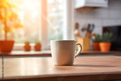 Morning Bliss: Delicious Coffee on Kitchen Counter - Generative AI
